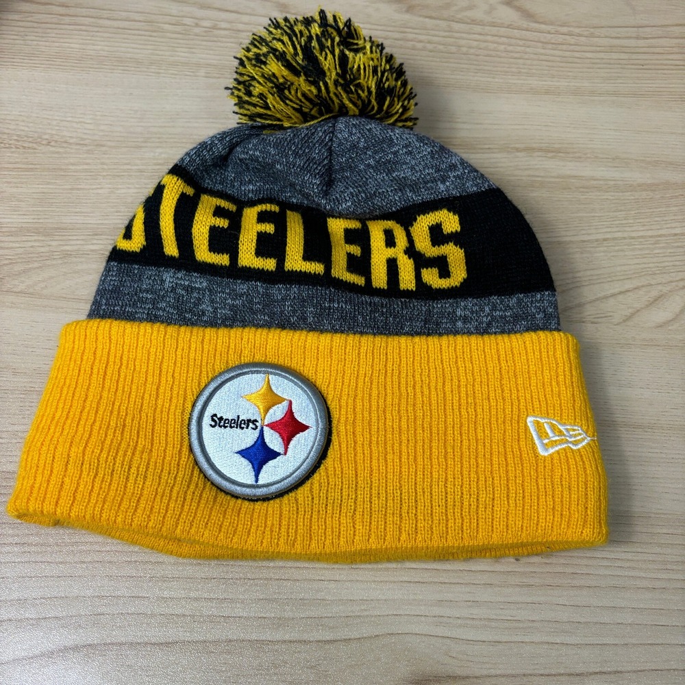 Pittsburgh Steelers Hat Beanie Winter Gray NFL Football Fleece Lined New Era